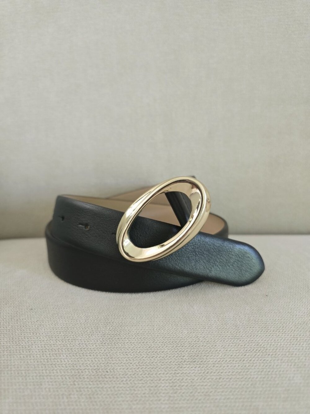 B-Low The Belt Gracie Leather Black Gold Italy Size Small Womens Oval Embossed